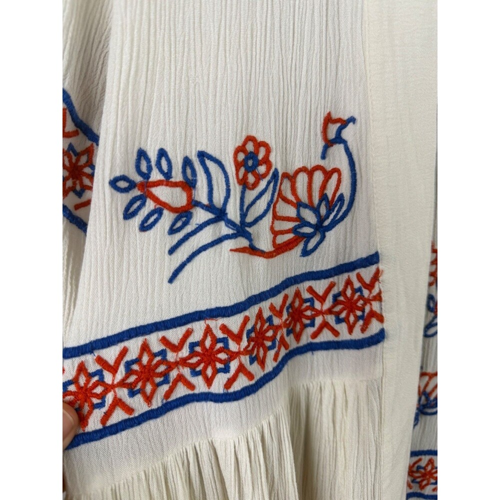River Island Off White Embroidered Cardigan Flowy Beach Coverup Open Front S - Picture 5 of 9